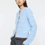 SHADOW STRIPE KNIT CARDIGN Light Blue / Free