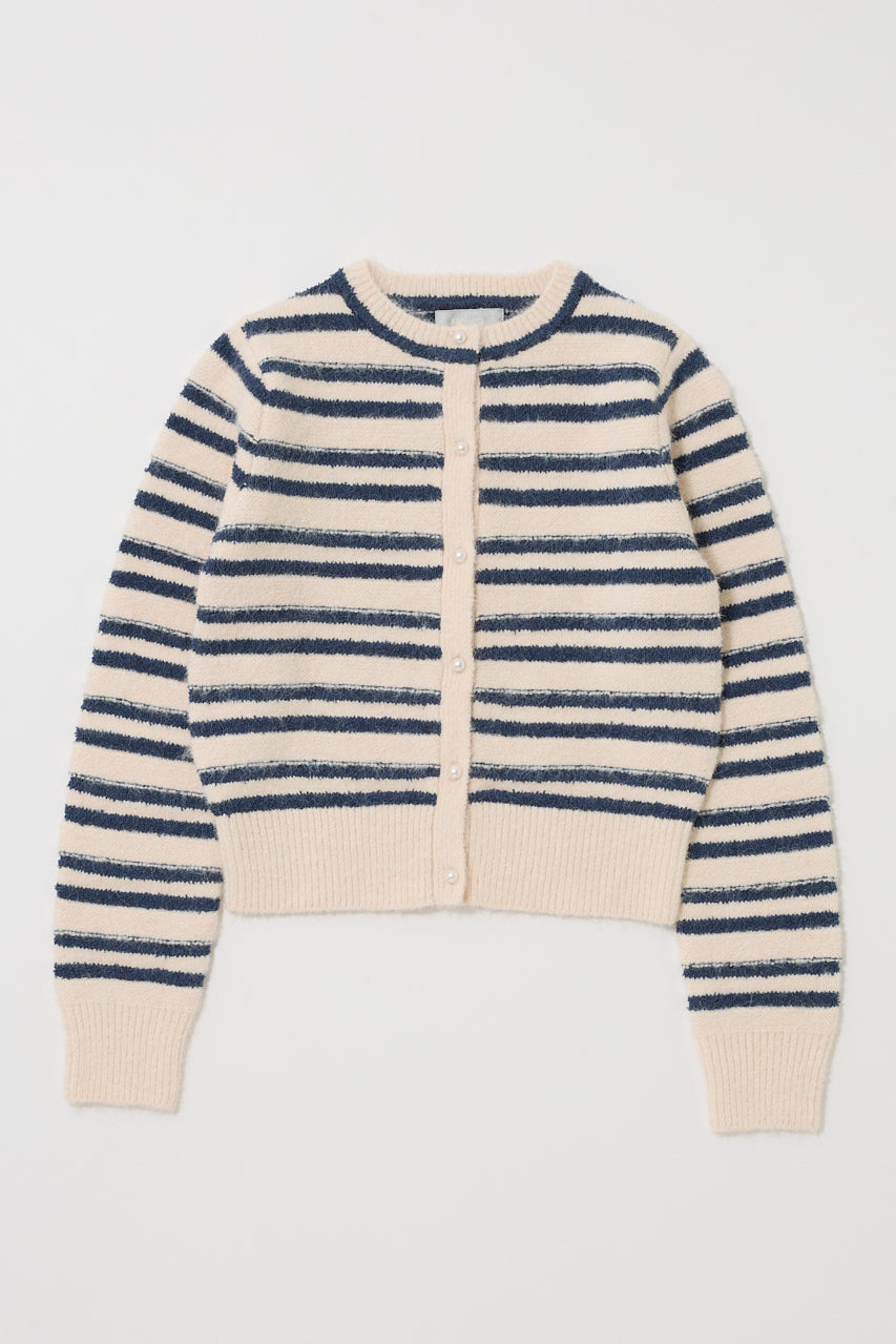 SHADOW STRIPE KNIT CARDIGN Multi White / Free