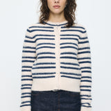 SHADOW STRIPE KNIT CARDIGN Multi White / Free