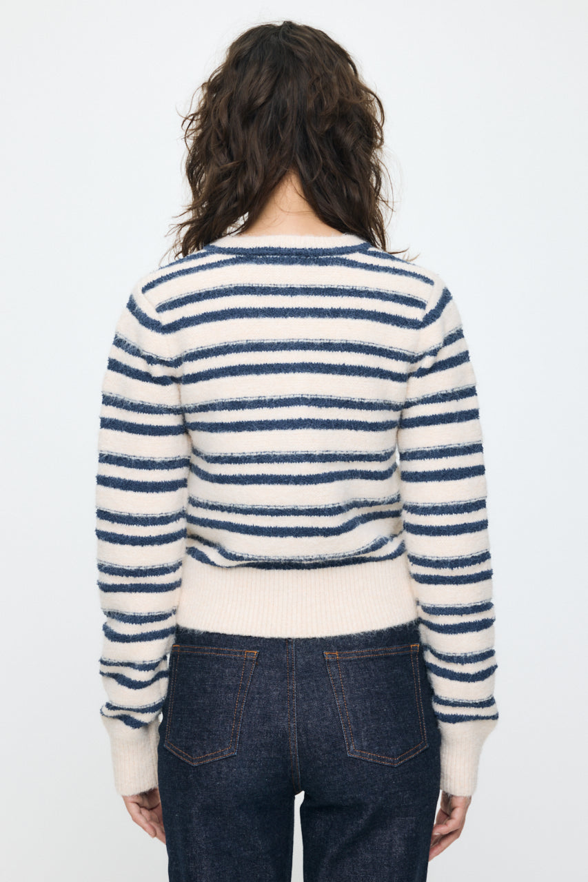 SHADOW STRIPE KNIT CARDIGN Multi White / Free