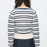 SHADOW STRIPE KNIT CARDIGN Multi White / Free