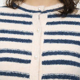 SHADOW STRIPE KNIT CARDIGN Multi White / Free