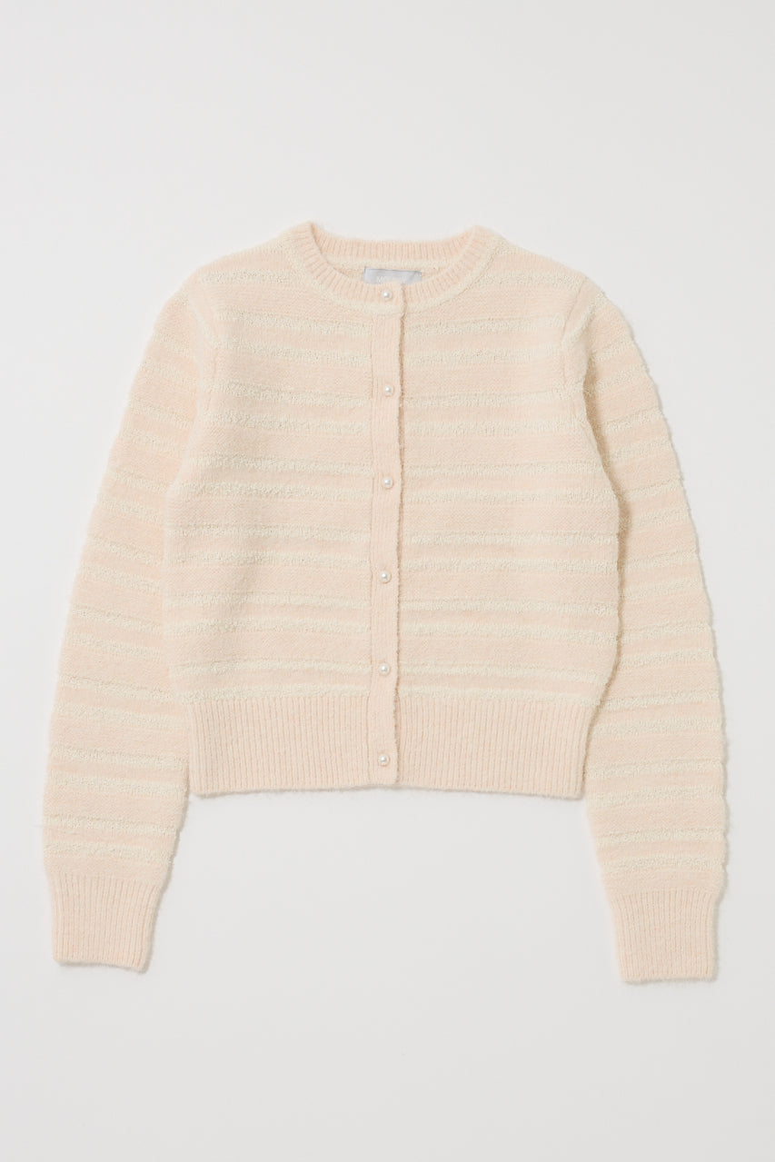 SHADOW STRIPE KNIT CARDIGN Off White / Free