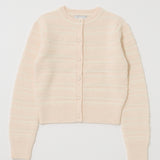 SHADOW STRIPE KNIT CARDIGN Off White / Free