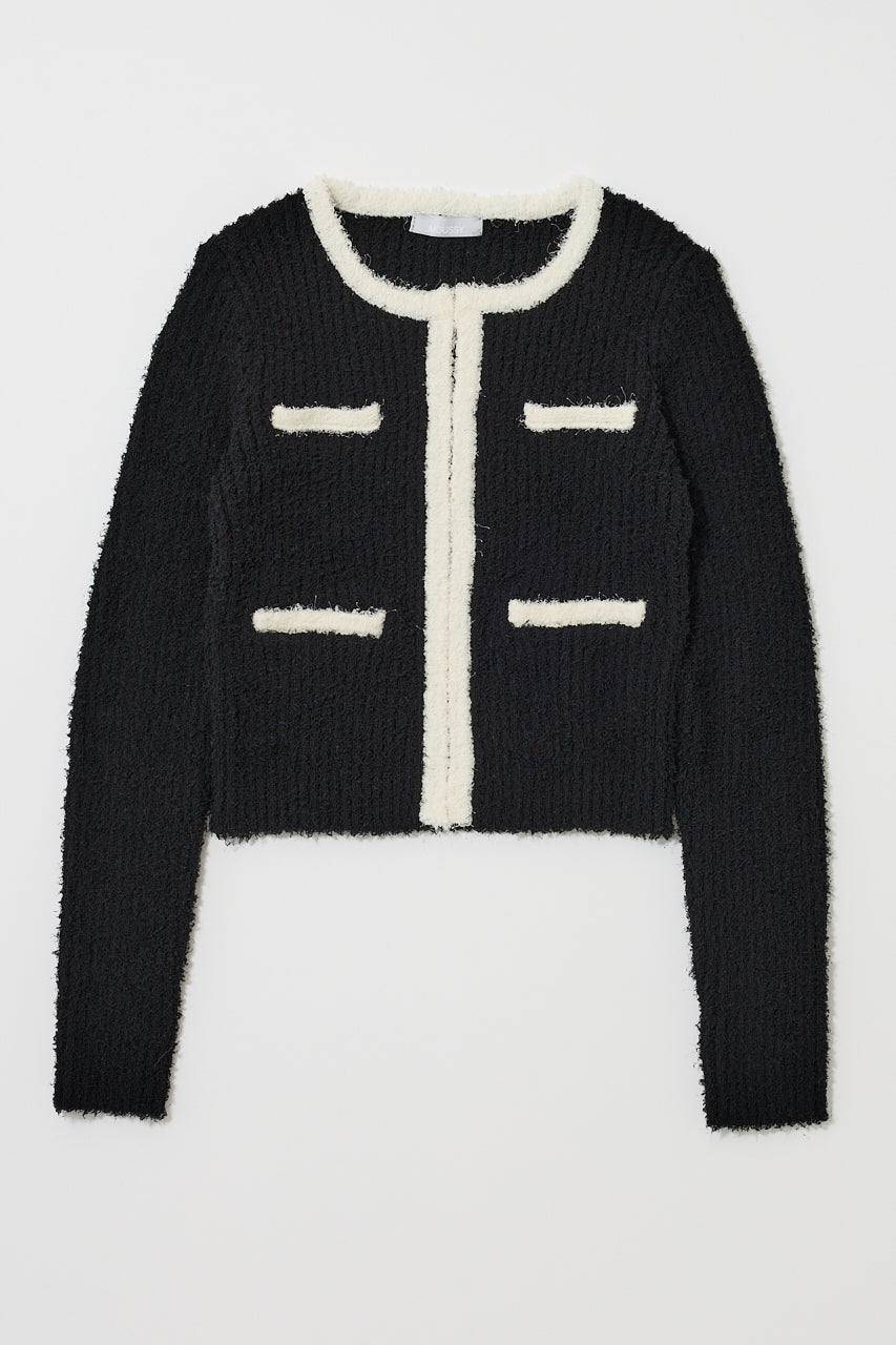 FANCY YARN BI COLOR CARDIGAN Black / Free