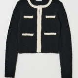 FANCY YARN BI COLOR CARDIGAN Black / Free