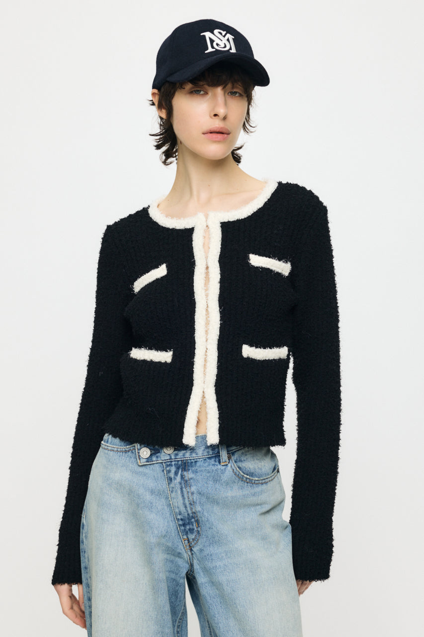 FANCY YARN BI COLOR CARDIGAN Black / Free