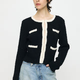 FANCY YARN BI COLOR CARDIGAN Black / Free