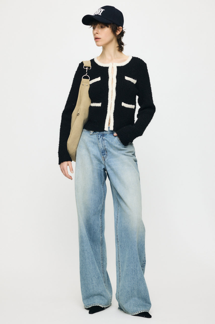 FANCY YARN BI COLOR CARDIGAN Black / Free