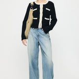 FANCY YARN BI COLOR CARDIGAN Black / Free