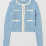 FANCY YARN BI COLOR CARDIGAN Light Blue / Free