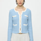 FANCY YARN BI COLOR CARDIGAN Light Blue / Free