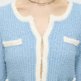 FANCY YARN BI COLOR CARDIGAN Light Blue / Free