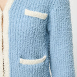 FANCY YARN BI COLOR CARDIGAN Light Blue / Free