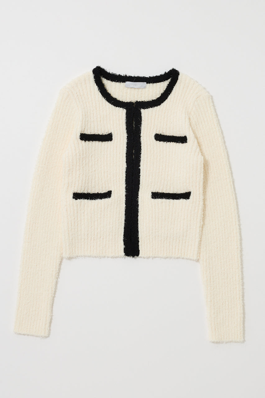 FANCY YARN BI COLOR CARDIGAN Off White / Free