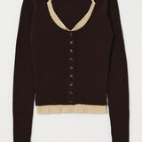 HALTER NECK DOUBLE KNIT TOP Mix Brown / Free