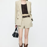 HALTER NECK DOUBLE KNIT TOP Mix Brown / Free