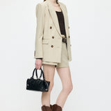 HALTER NECK DOUBLE KNIT TOP Mix Brown / Free