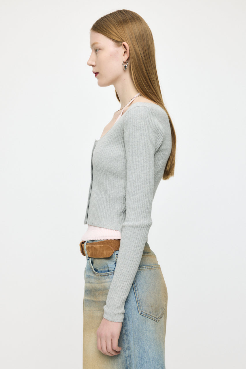 HALTER NECK DOUBLE KNIT TOP Mix Gray / Free