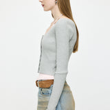 HALTER NECK DOUBLE KNIT TOP Mix Gray / Free