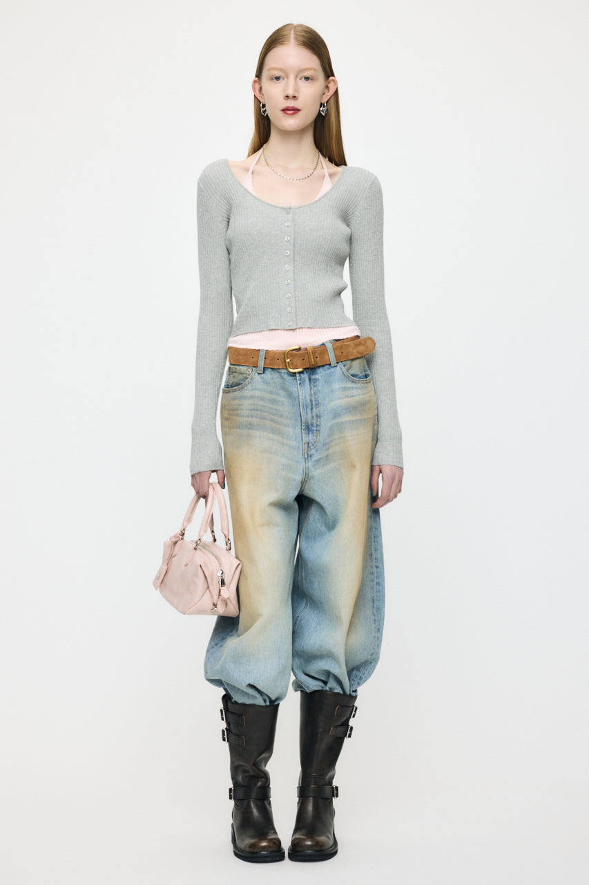 HALTER NECK DOUBLE KNIT TOP Mix Gray / Free