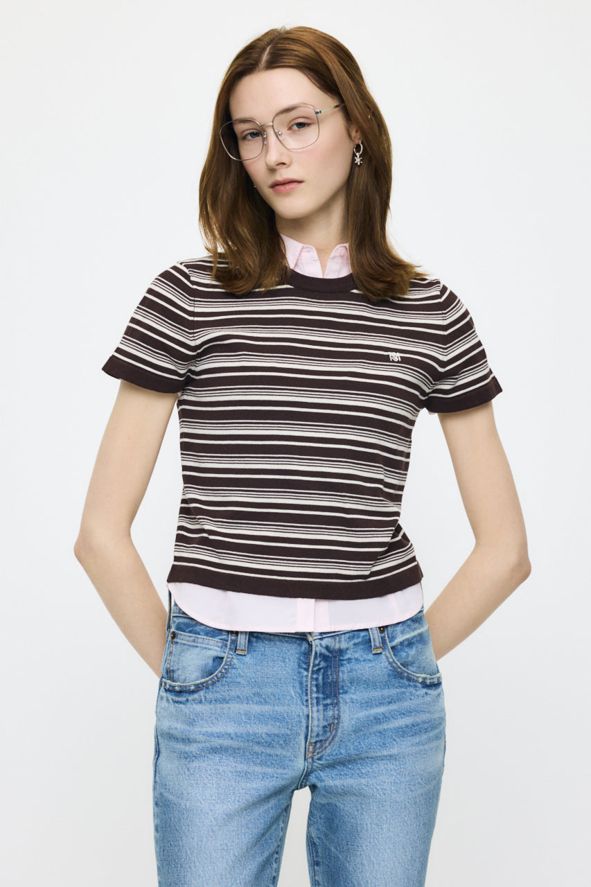 MULTI BORDER BABY TEE Brown / Free