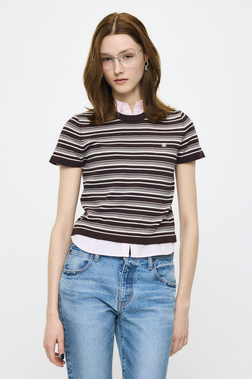 MULTI BORDER BABY TEE Brown / Free