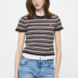 MULTI BORDER BABY TEE Brown / Free