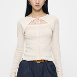 BOW DESIGN LAYERED KNIT Ivory / Free