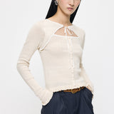BOW DESIGN LAYERED KNIT Ivory / Free