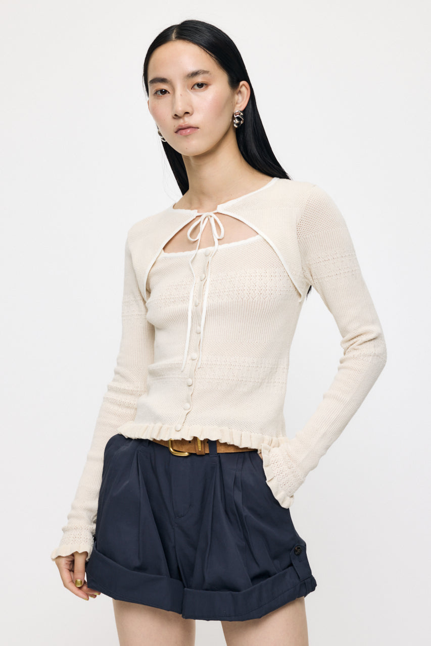 BOW DESIGN LAYERED KNIT Ivory / Free
