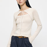 BOW DESIGN LAYERED KNIT Ivory / Free