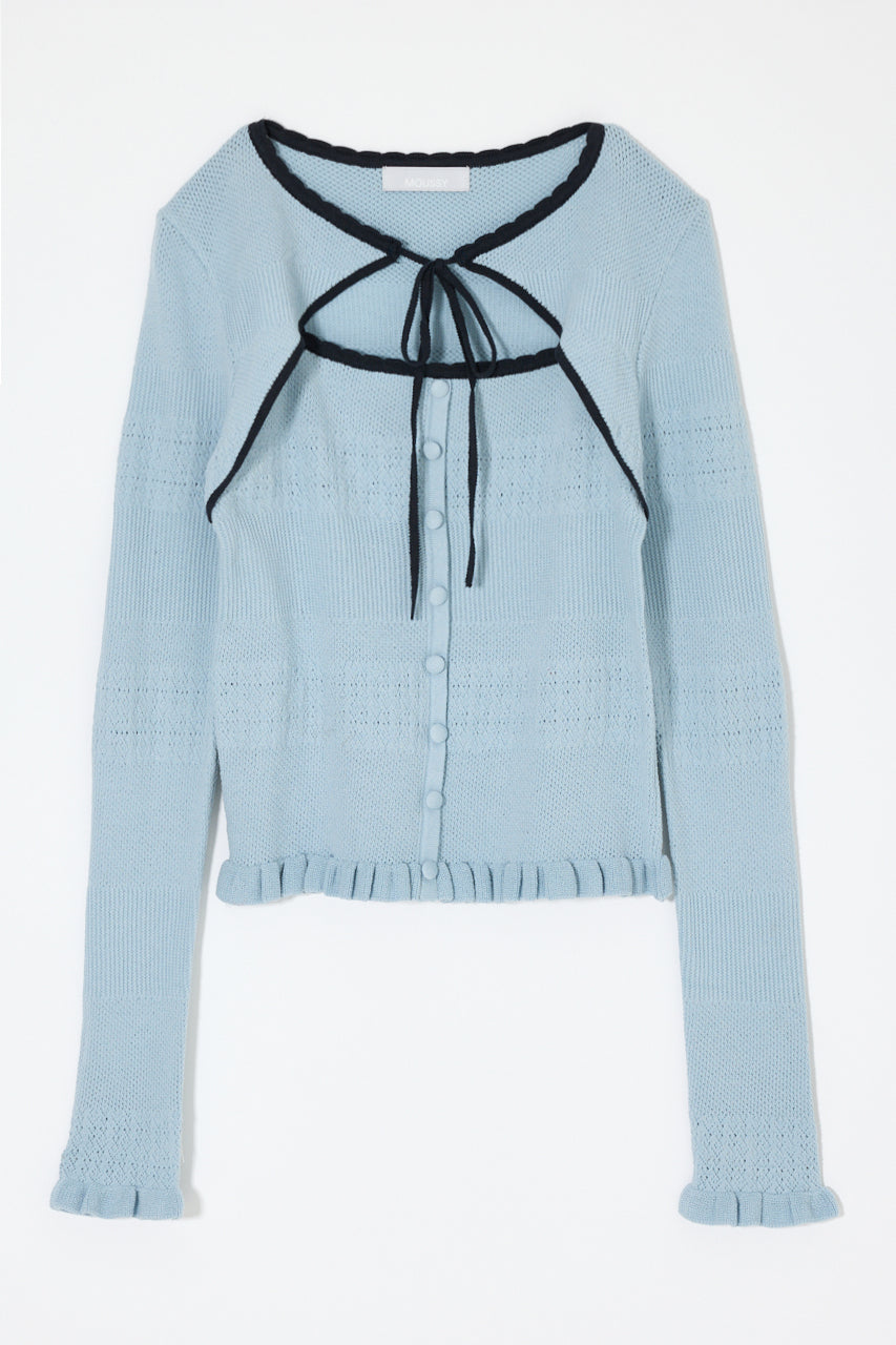BOW DESIGN LAYERED KNIT Light Blue / Free