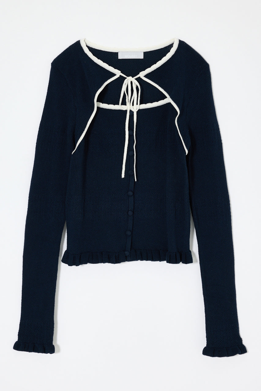 BOW DESIGN LAYERED KNIT Navy / Free