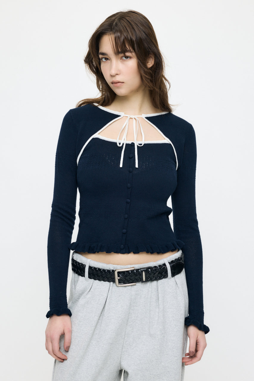 BOW DESIGN LAYERED KNIT Navy / Free