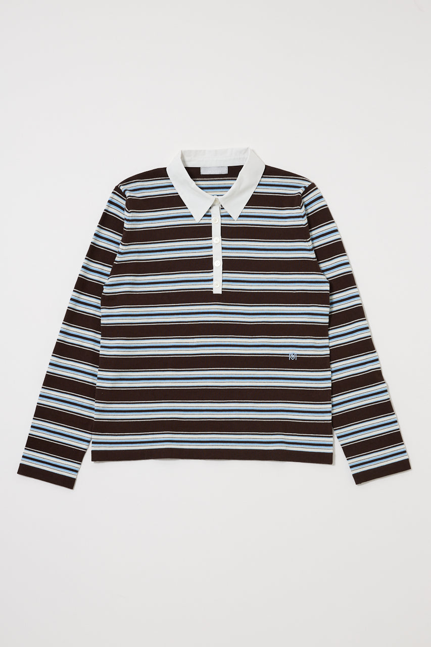 BORDER POLO KNIT TEE Brown / Free