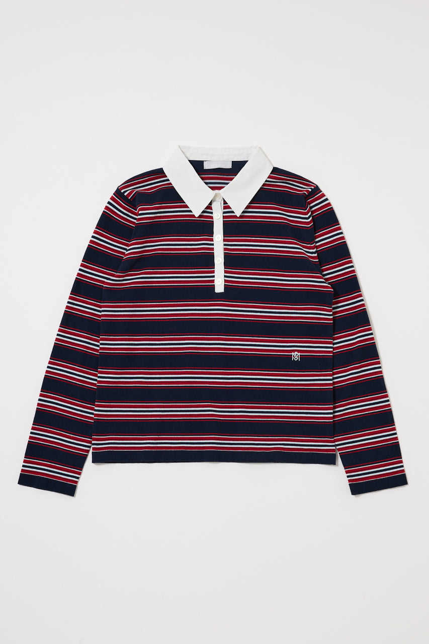 BORDER POLO KNIT TEE Navy / Free