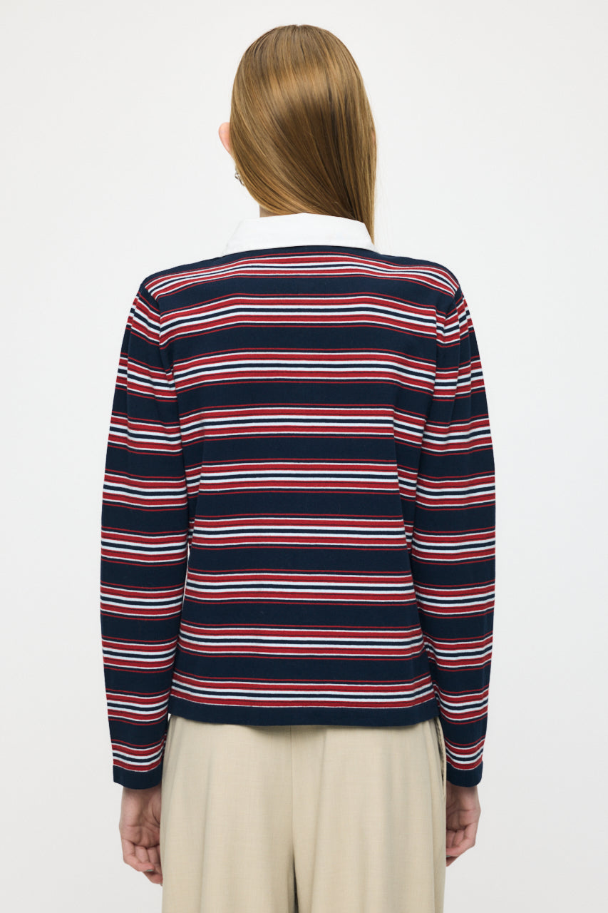 BORDER POLO KNIT TEE Navy / Free