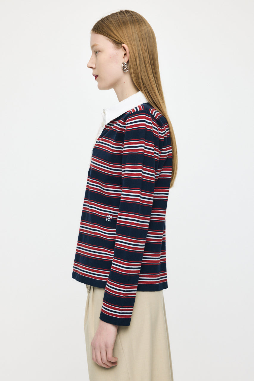 BORDER POLO KNIT TEE Navy / Free