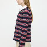 BORDER POLO KNIT TEE Navy / Free