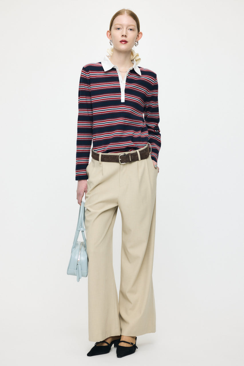 BORDER POLO KNIT TEE Navy / Free