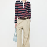 BORDER POLO KNIT TEE Navy / Free