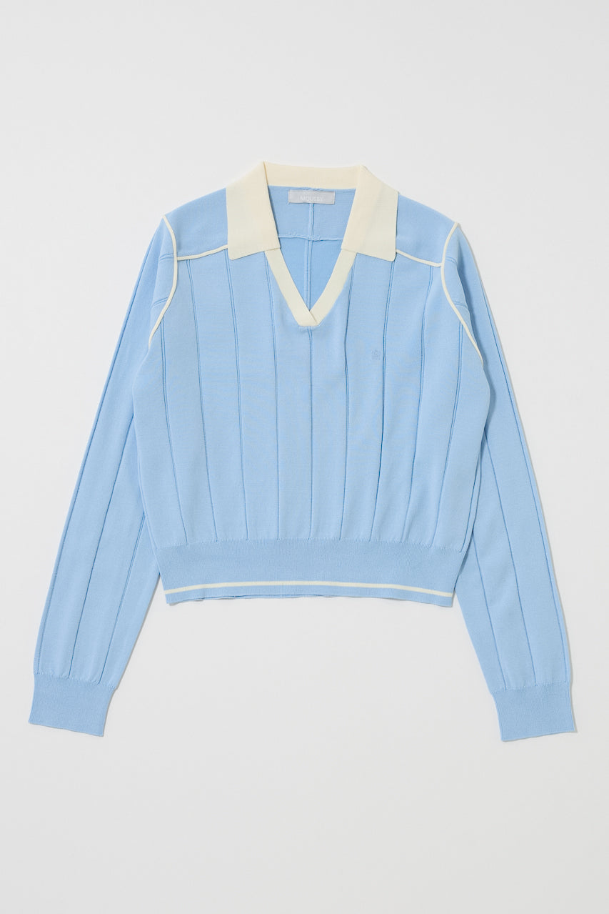BI COLOR KNIT POLO Light Blue / Free