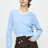 BI COLOR KNIT POLO Light Blue / Free