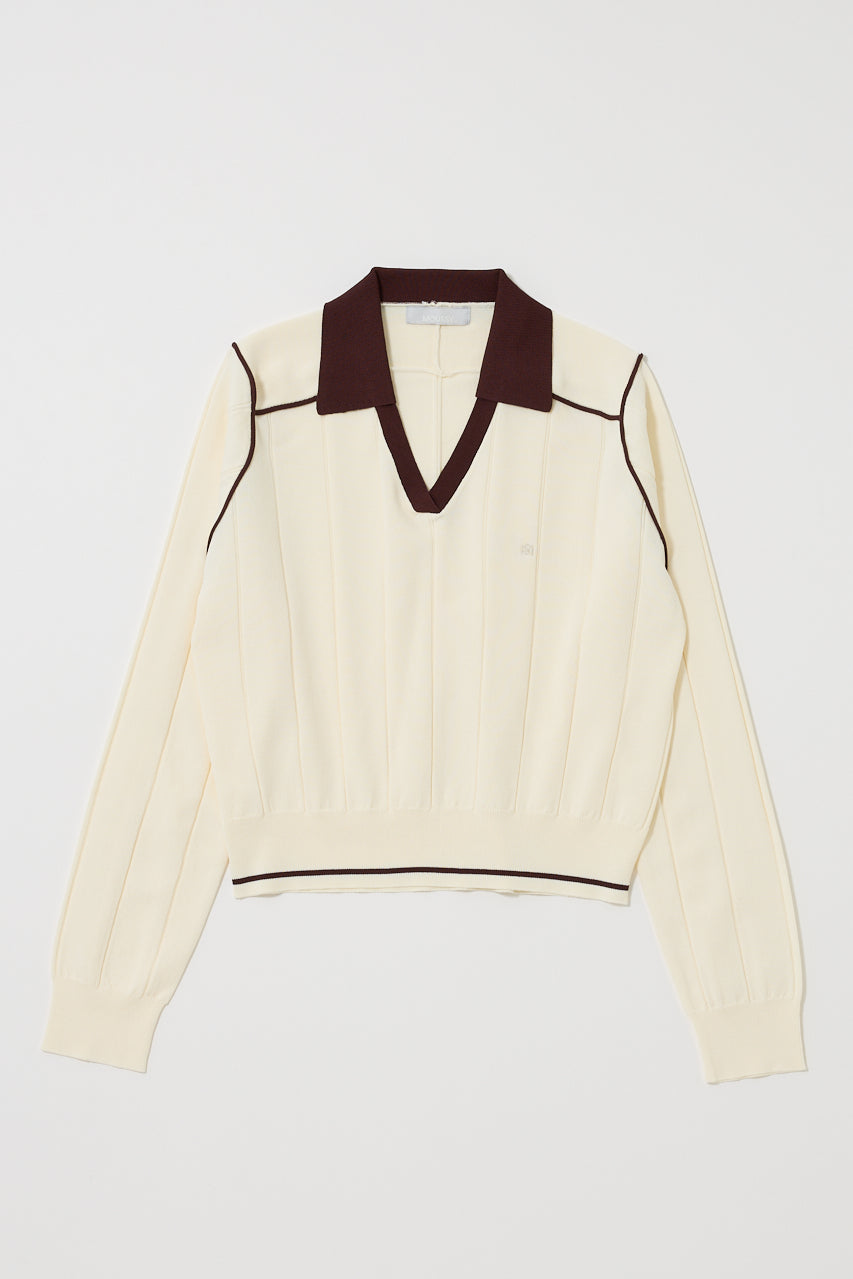 BI COLOR KNIT POLO Off White / Free