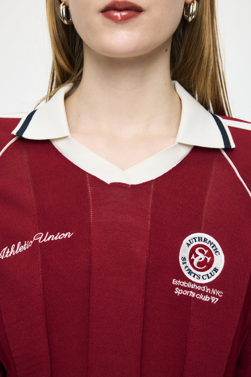 KNIT GAME SHIRT - JS Dark Red / Free