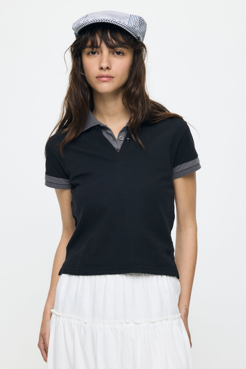 CONTRAST POLO TOP Black / Free