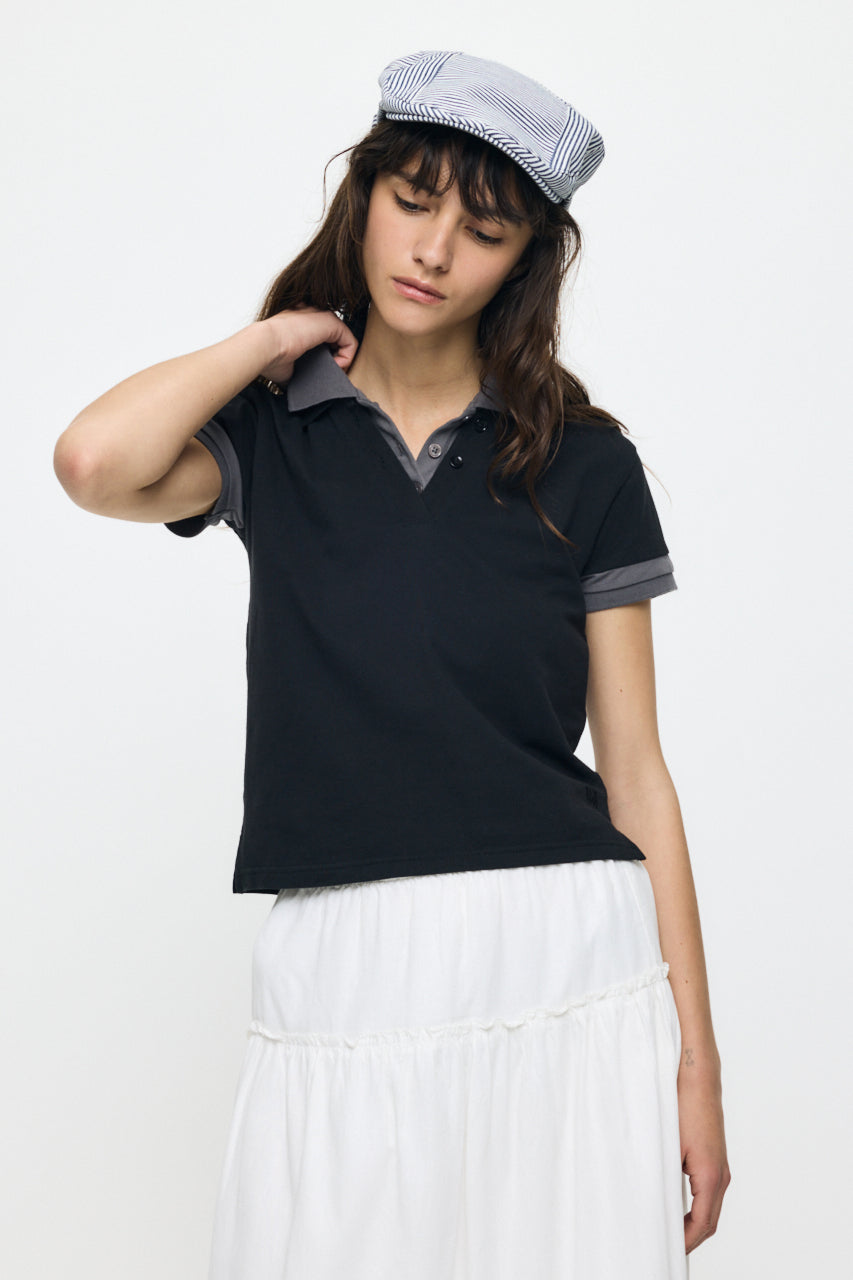 CONTRAST POLO TOP Black / Free