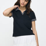 CONTRAST POLO TOP Black / Free