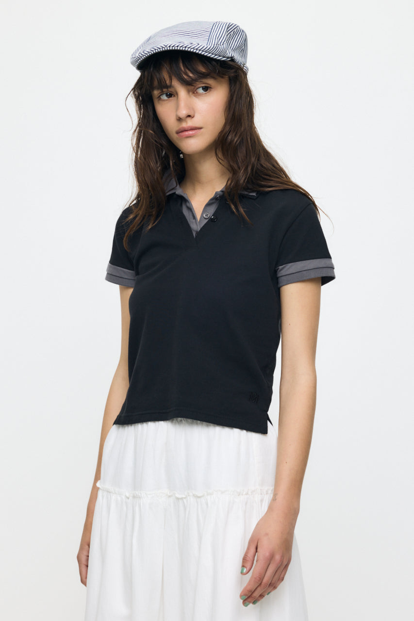 CONTRAST POLO TOP Black / Free